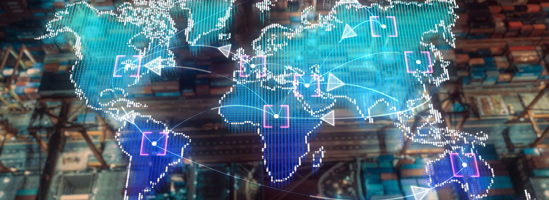 neon colors of world globe