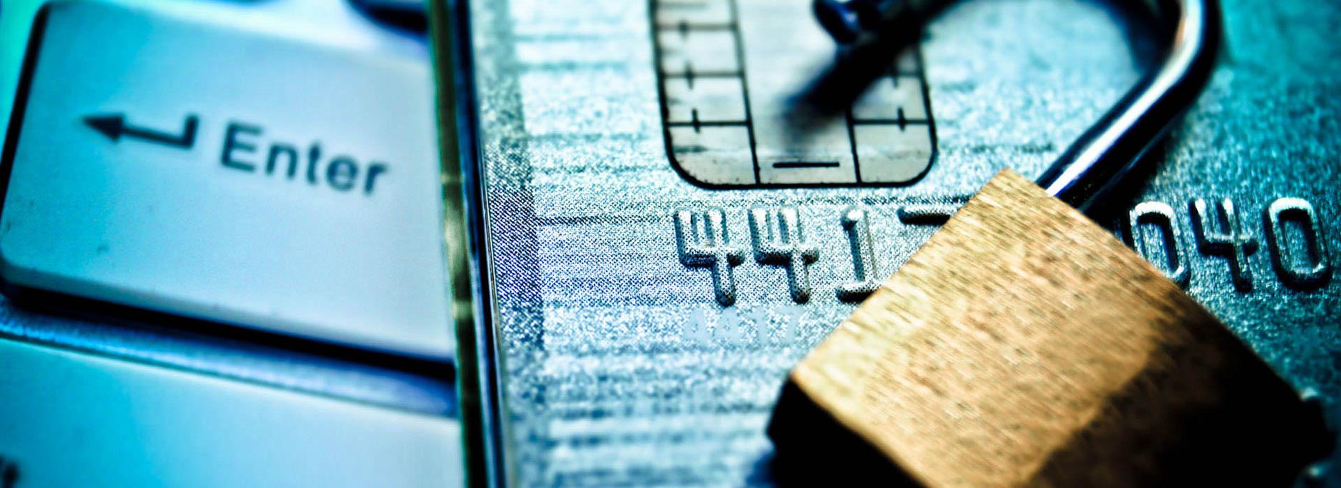 padlock on top of a credit card